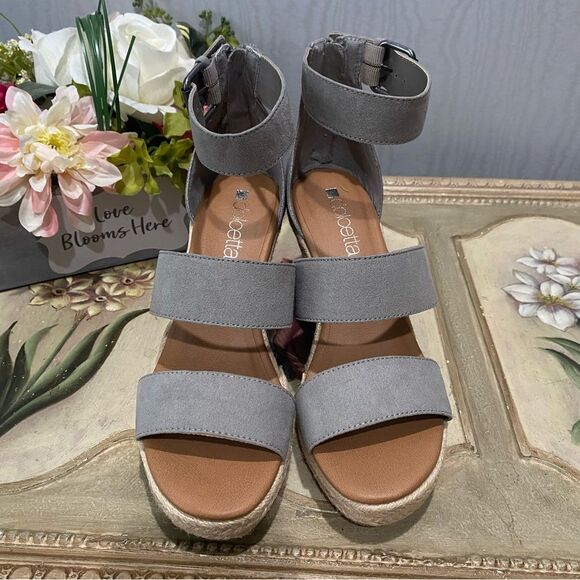 Dolcetta Suze Espadrille Wedges Faux Suede Smoke Gray Back Zip Sz 8 NWT - Picture 6 of 15